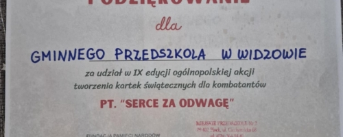 Podziękowanie za udział w ogólnopolskiej akcji 