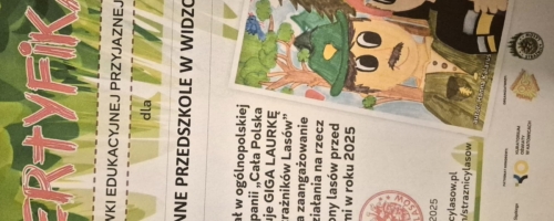 CERTYFIKAT PLACÓWKI EDUKACYJNEJ PRZYJAZNEJ LASOM