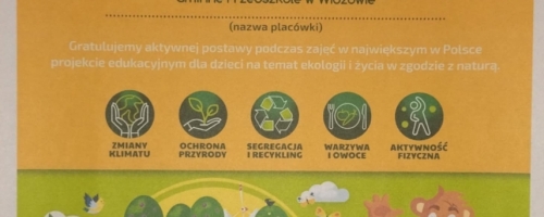 Certyfikat Kubusiowi Przyjaciele Natury
