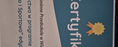 CERTYFIKAT UCZESTNICTWA W PROGRAMIE ZDROWO I SPORTOWO